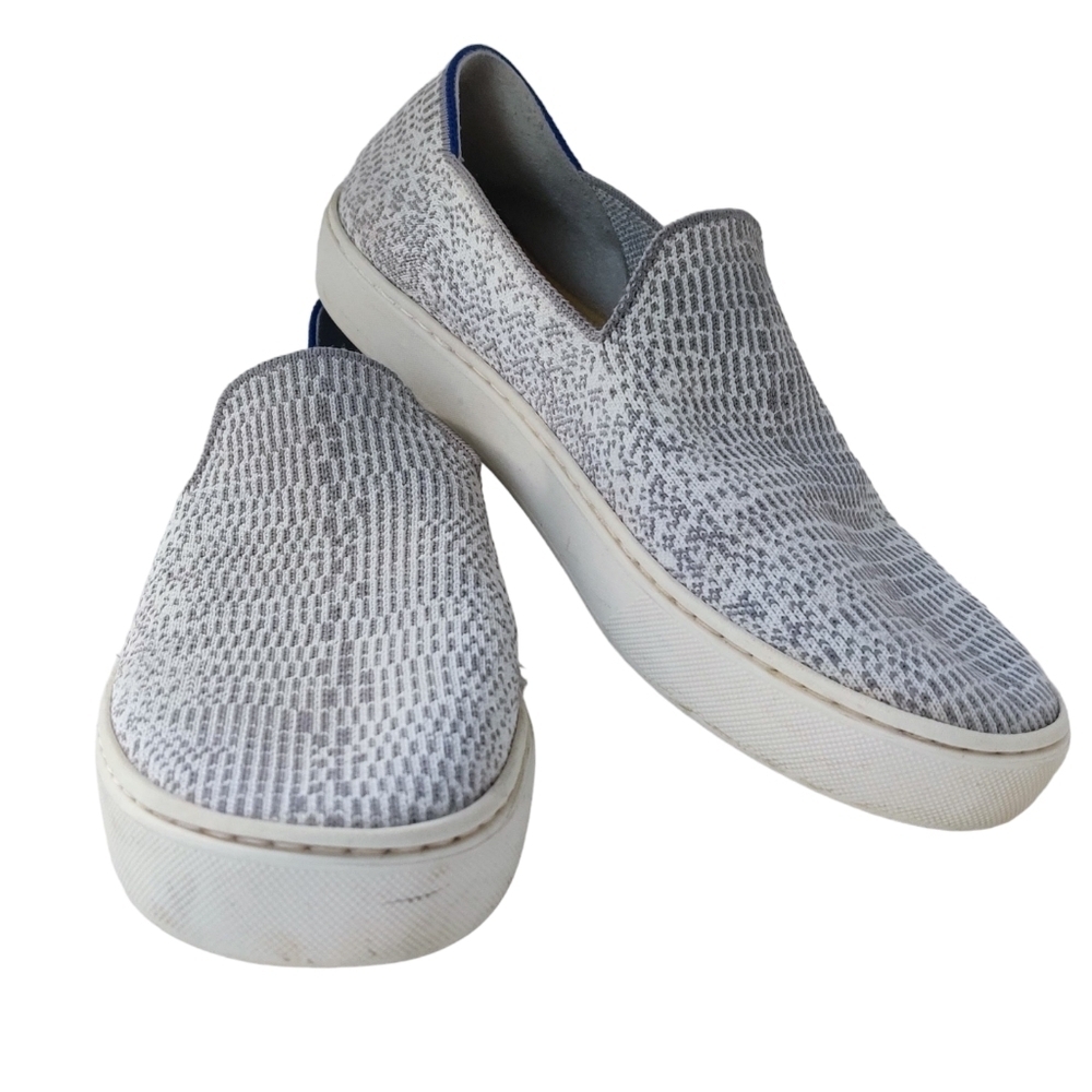 ROTHY’S The Original Slip-On Knit Sneakers Opal Python Gray-White 7.5